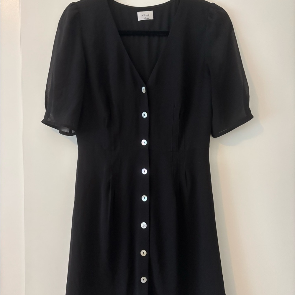 Wilfred Black Midi Dress with Button Detail